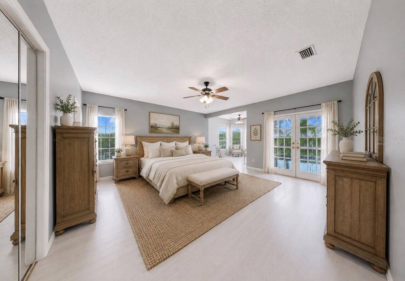 Virtually staged primary suite