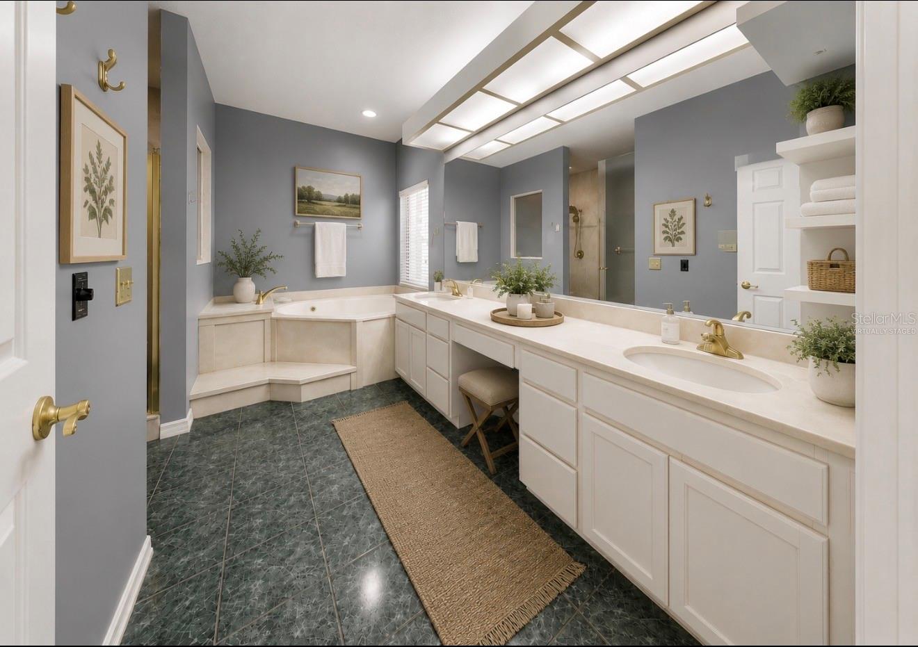 Virtually staged primary en suite