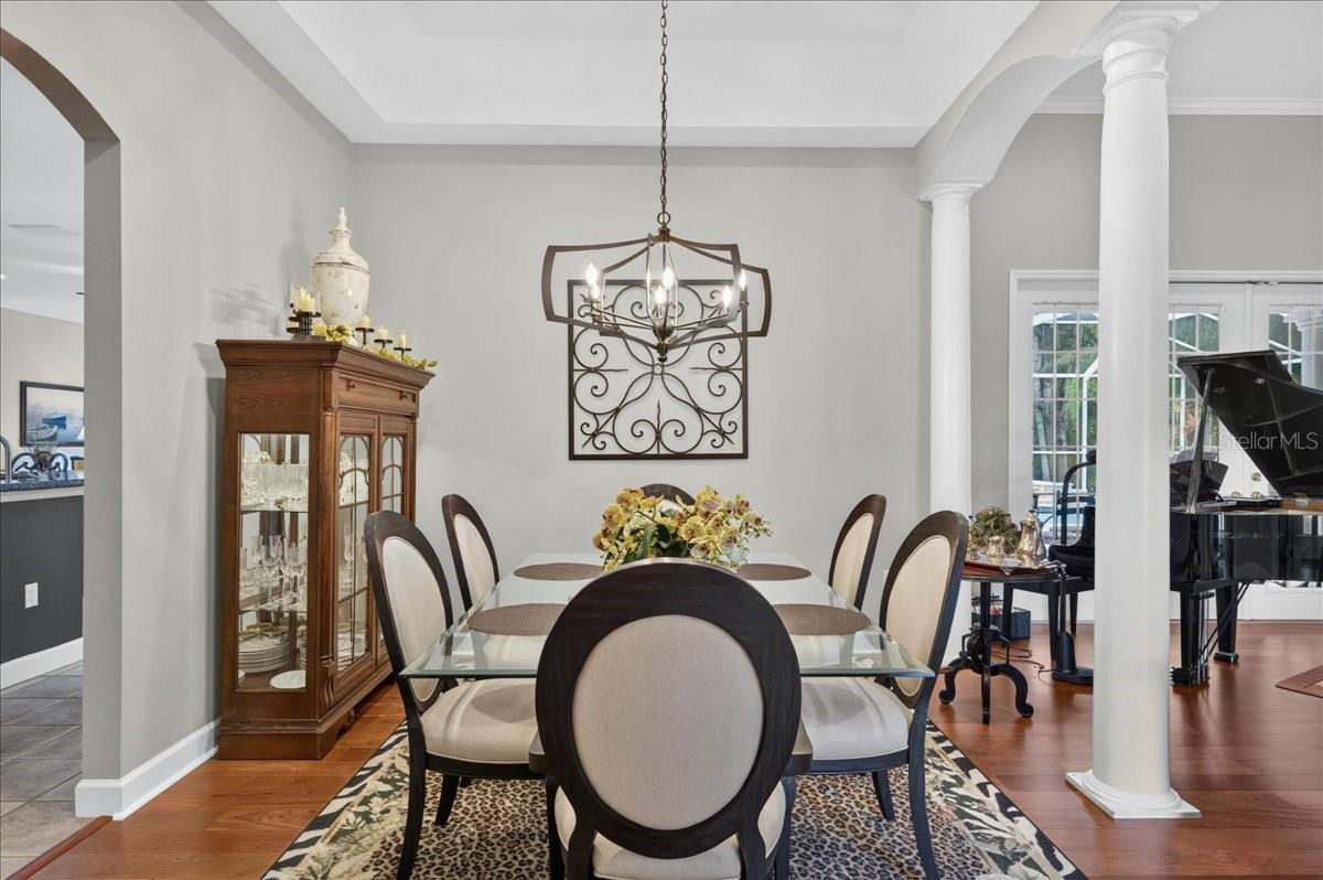 The formal dining space is conveniently located off the kitchen and adjacent to the living room.  Ideal for entertaining.