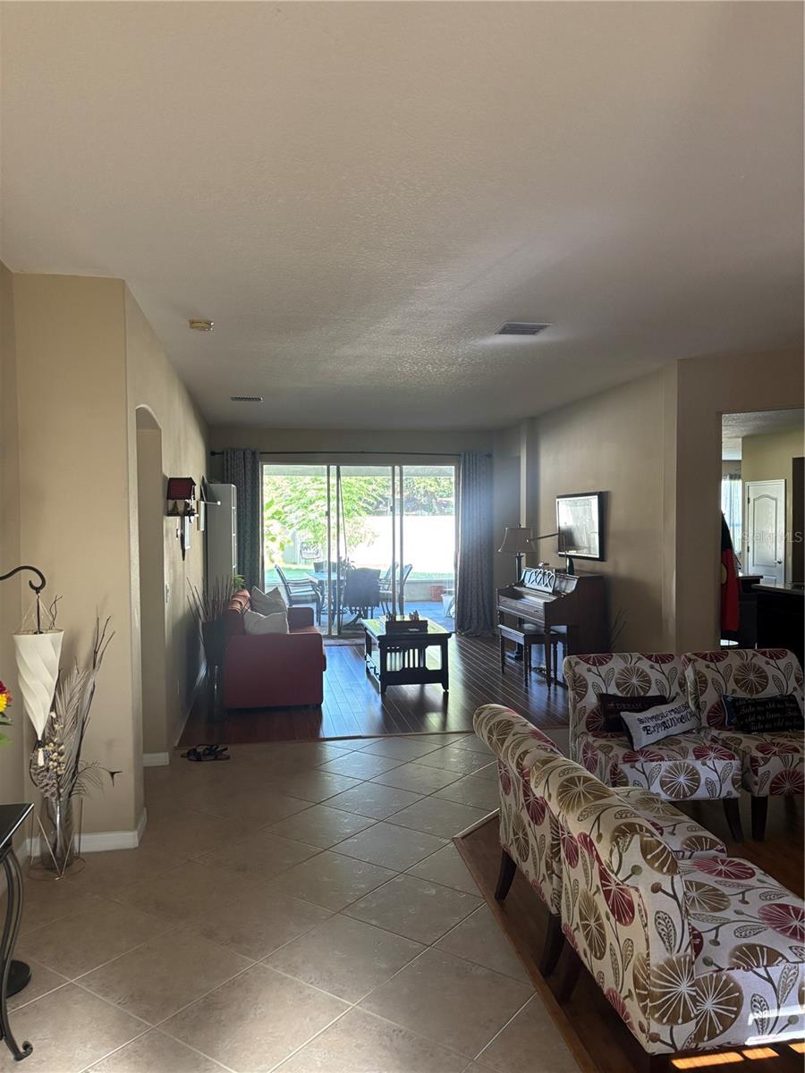 living room to the covered patio