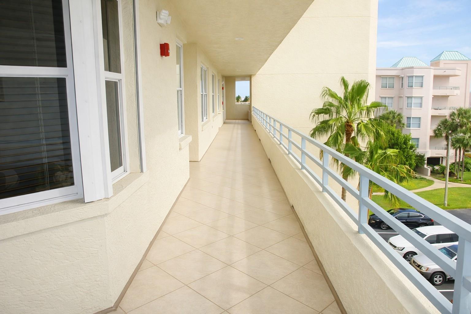 Outdoor hallway to your unit.