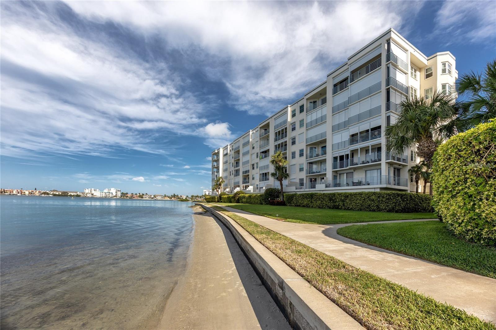 Waterfront walkway around the complex