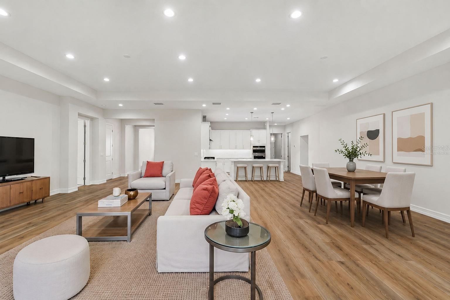 Great room virtually staged