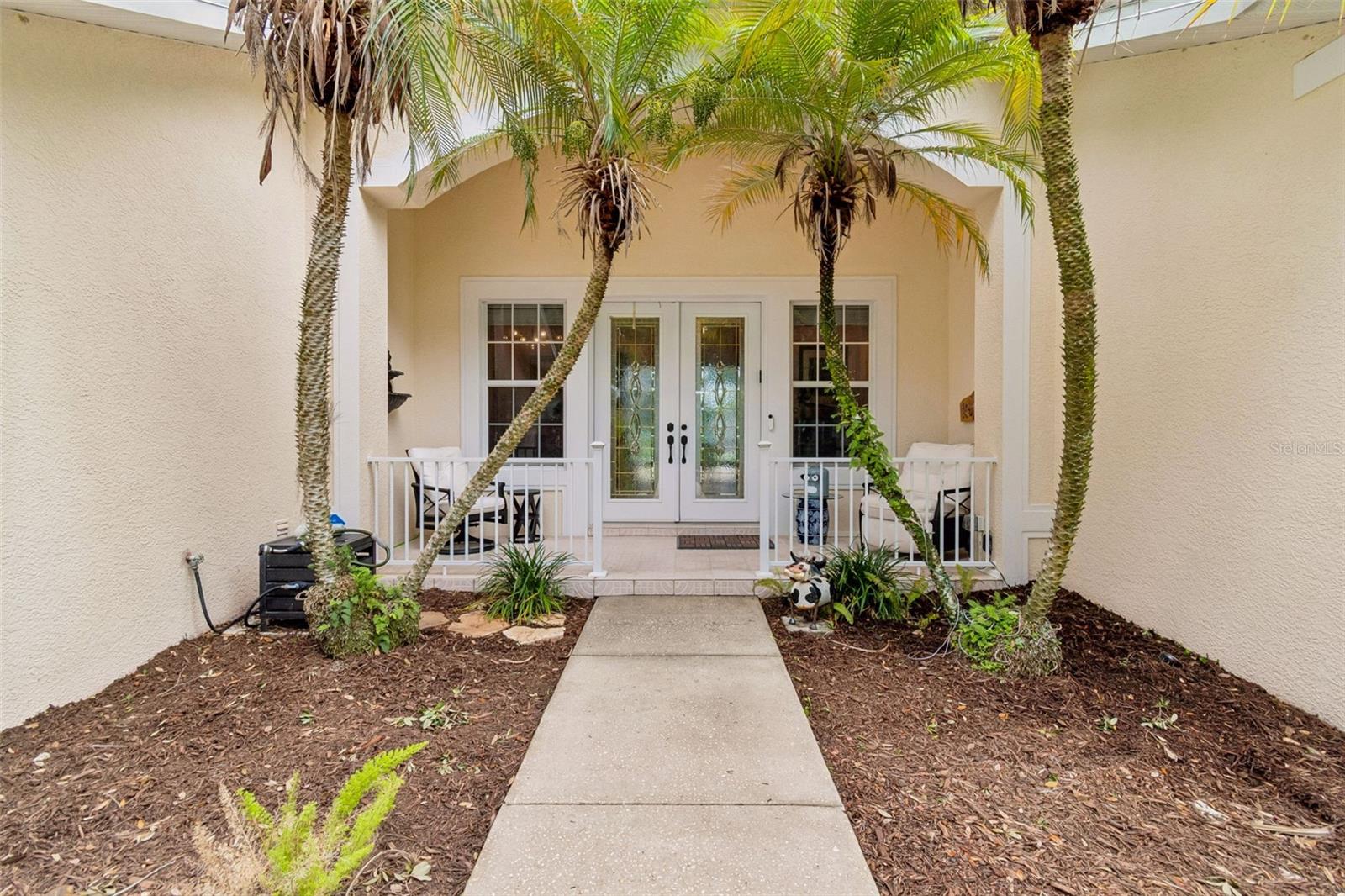 Custom Double Front Doors and Lovely Front Porch