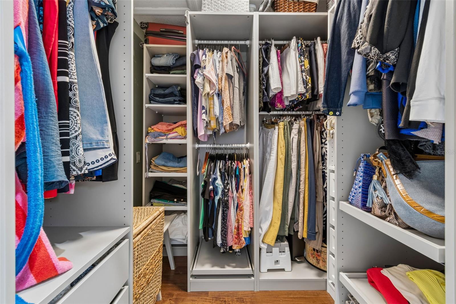 All closets have built-in shelving, drawers and organizing spaces