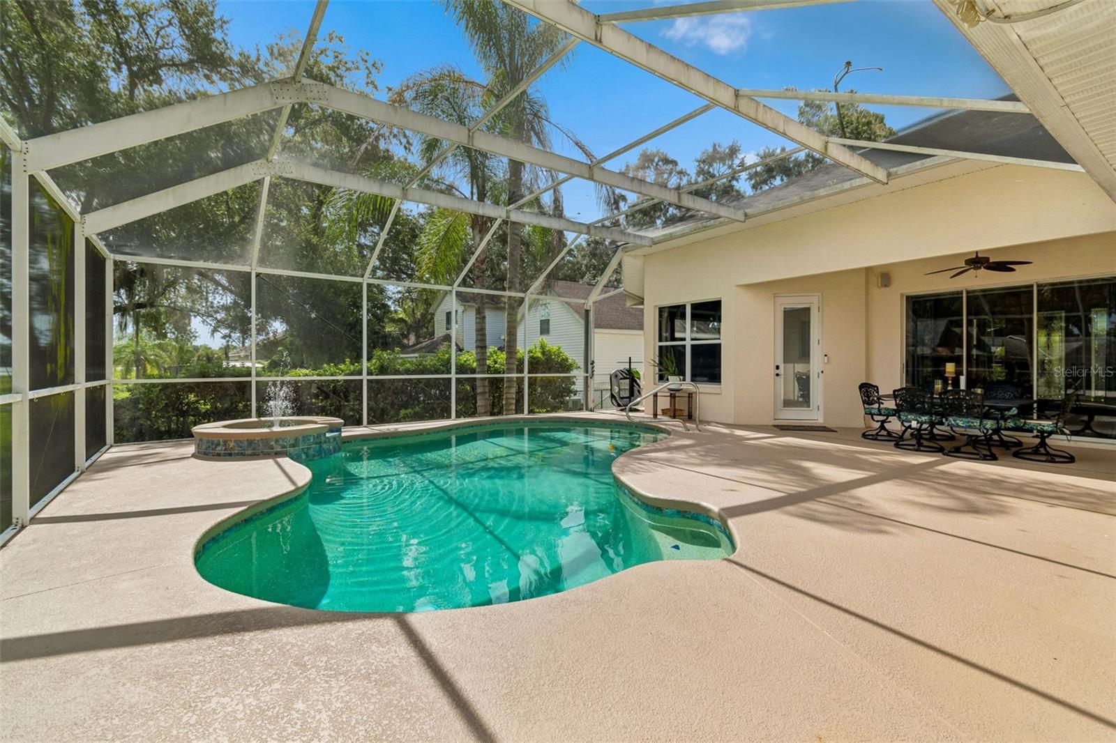 Pool has been resurfaced and has all new tile. New Equipment includes SELF-CLEANING, so your Pool is always ready to enjoy and there is NO vacuum hose to deal with.  Pool deck has also been resurfaced with textured "Sundeck" product and has new French drains.