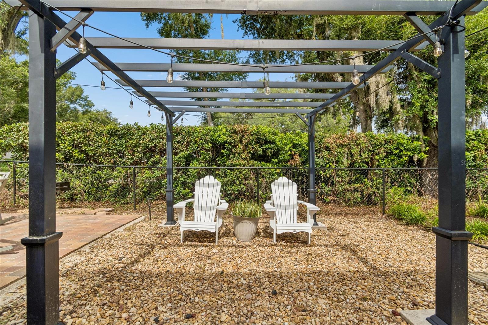 Pergola with lighting, all connected to the Smart Home System.