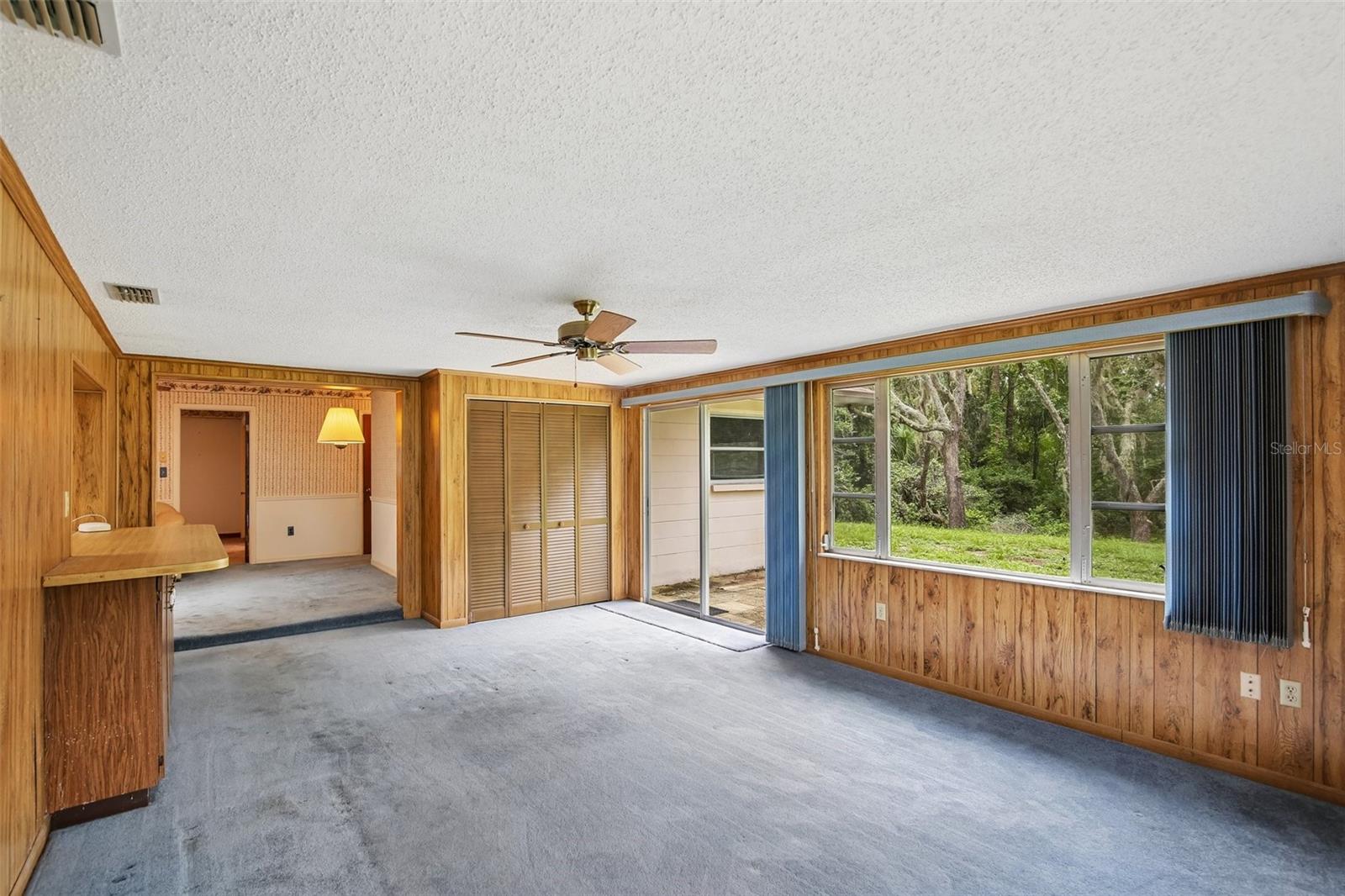 Family room with glass sliders