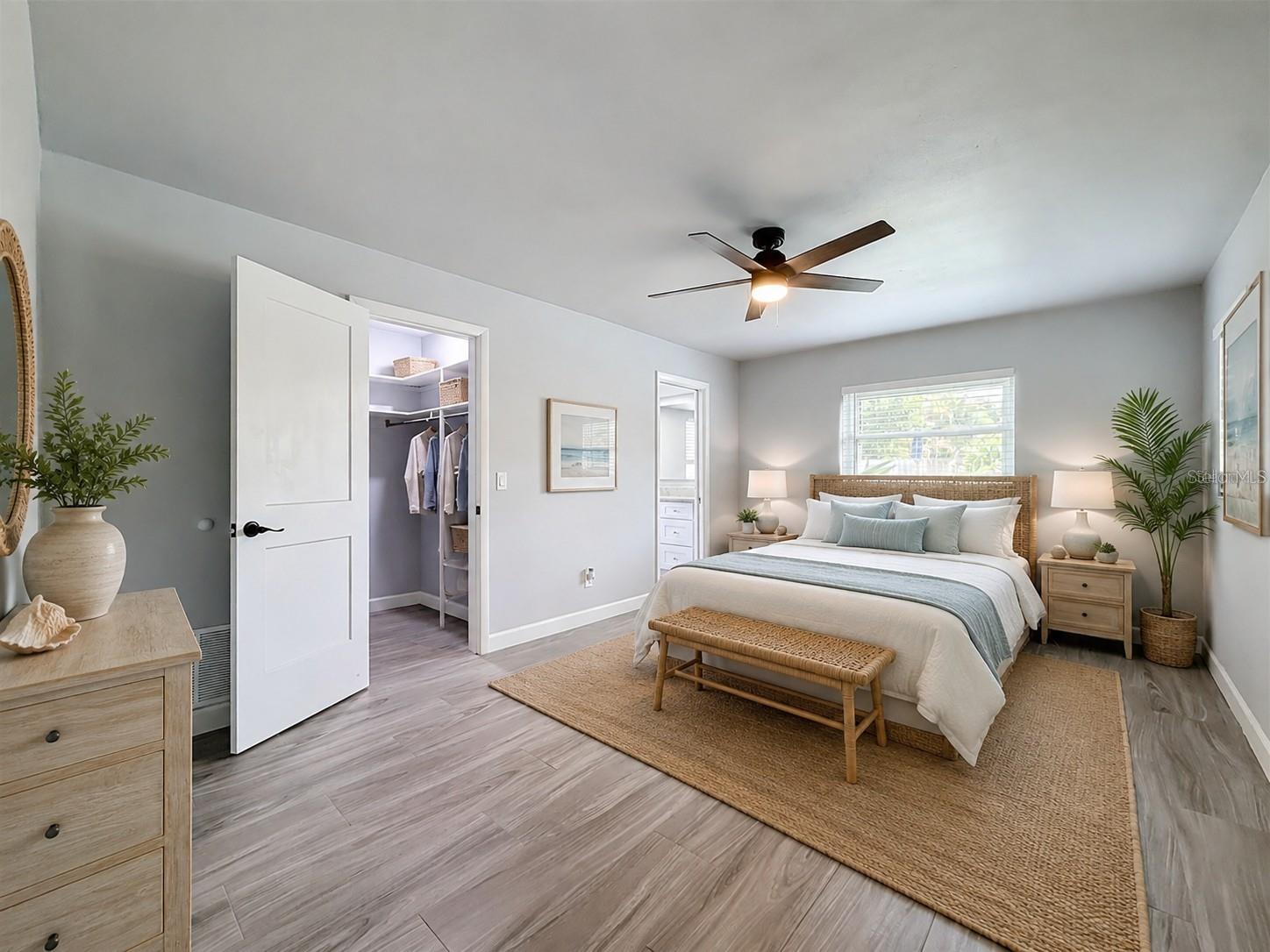 Virtual staged primary bedroom