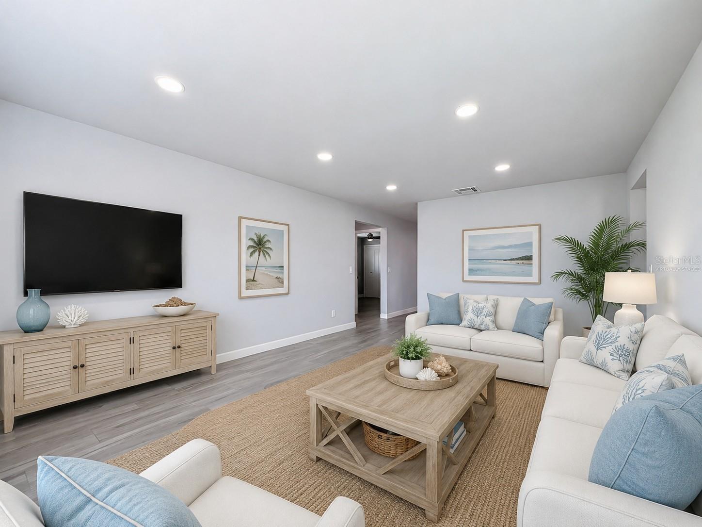 Virtually staged living room
