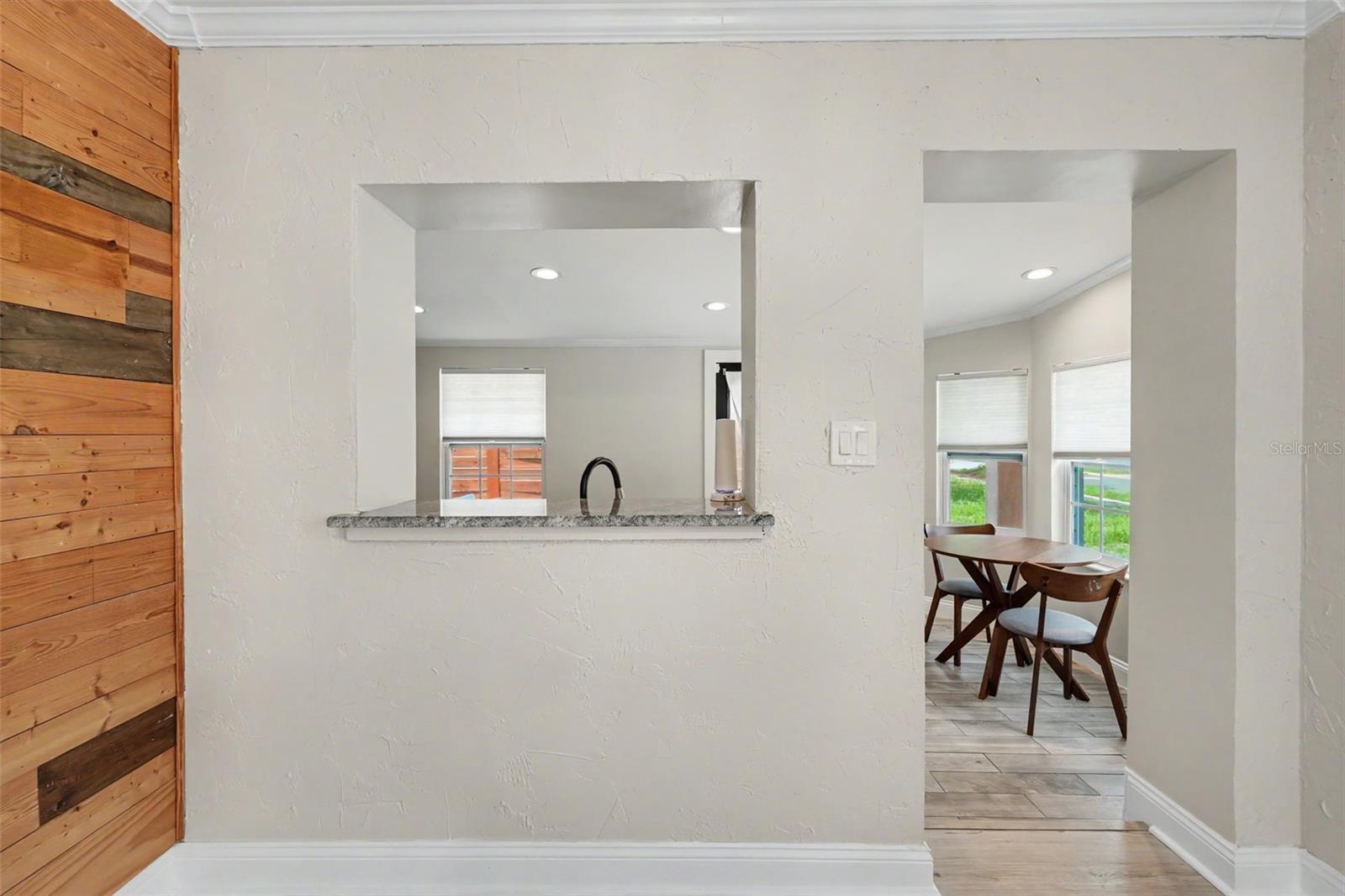 Window to Kitchen from Dining Space