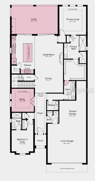 First Floor Plan - Additional Highlights Include: pull out pot drawers in the kitchen, glass front cabinets, quartz countertops, and 8' interior doors