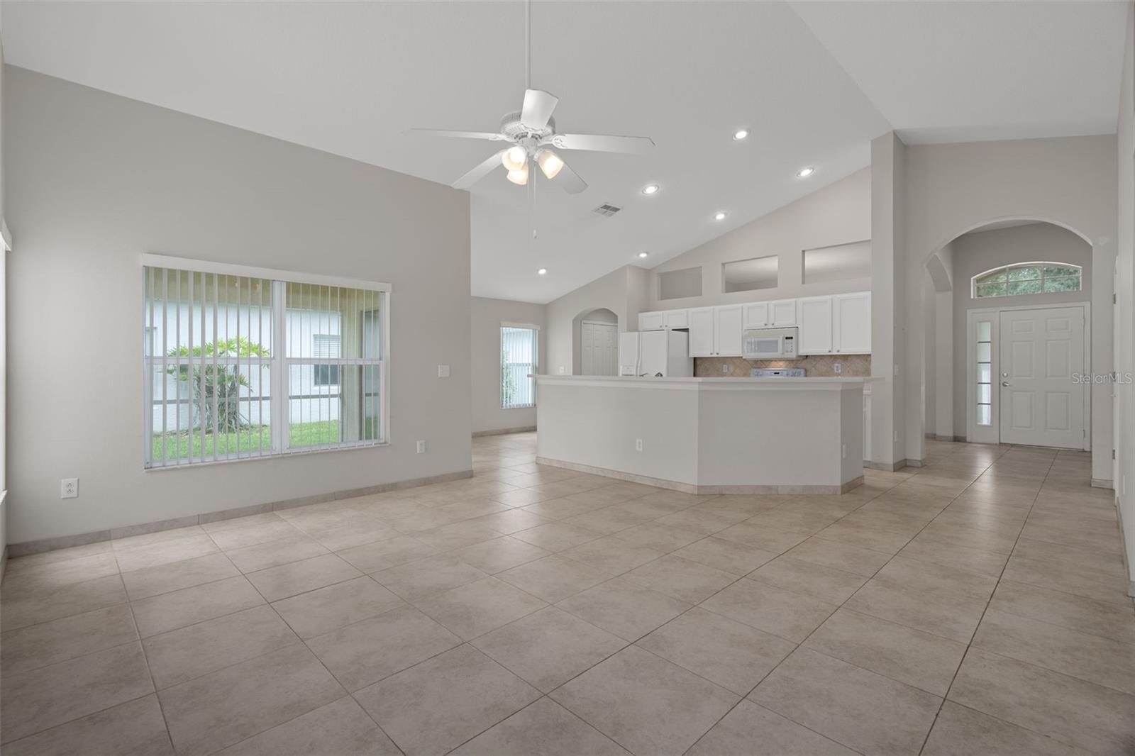 Living room looking toward kitchen