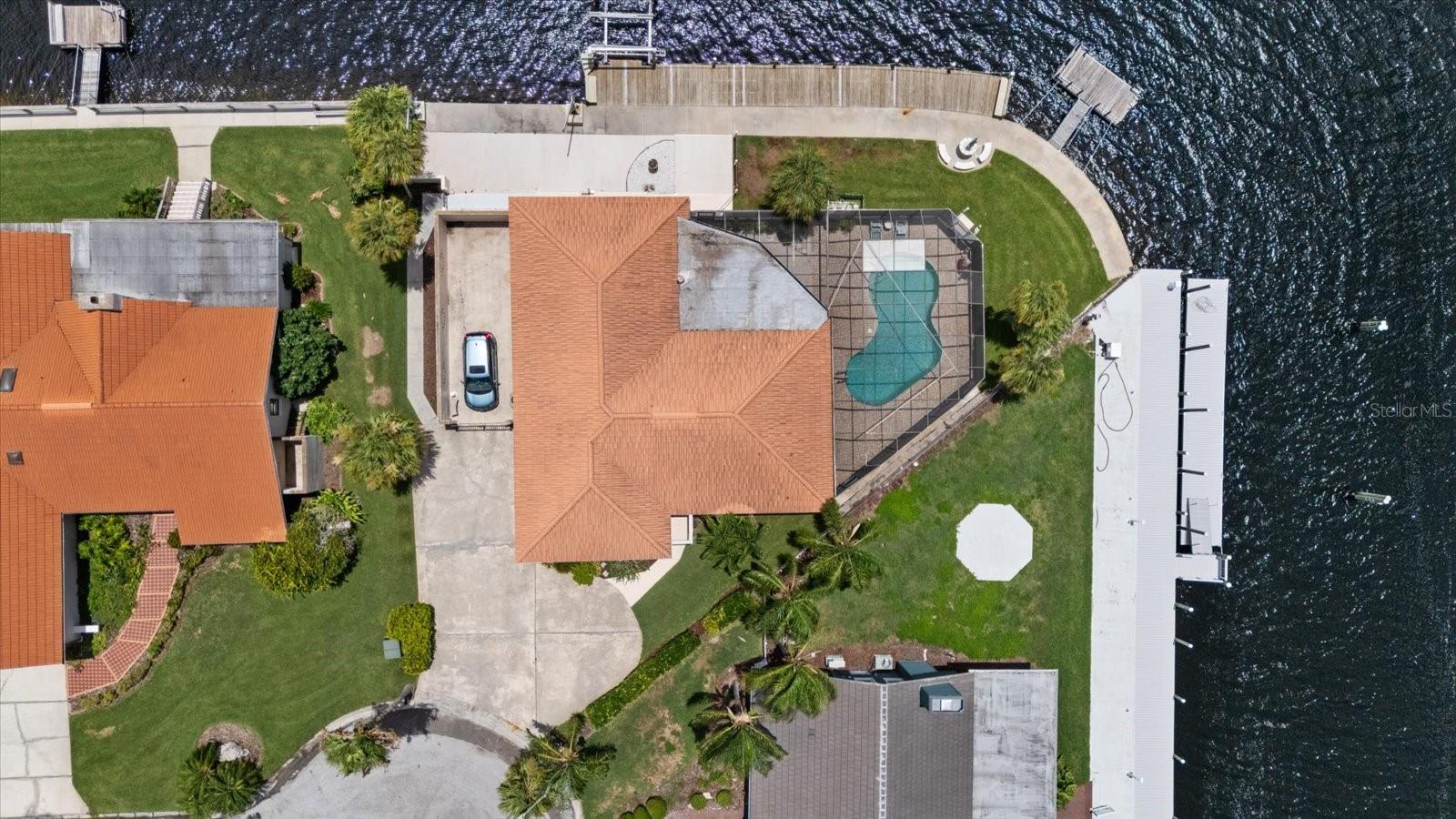 Aerial property view (153 ft of waterfrontage)