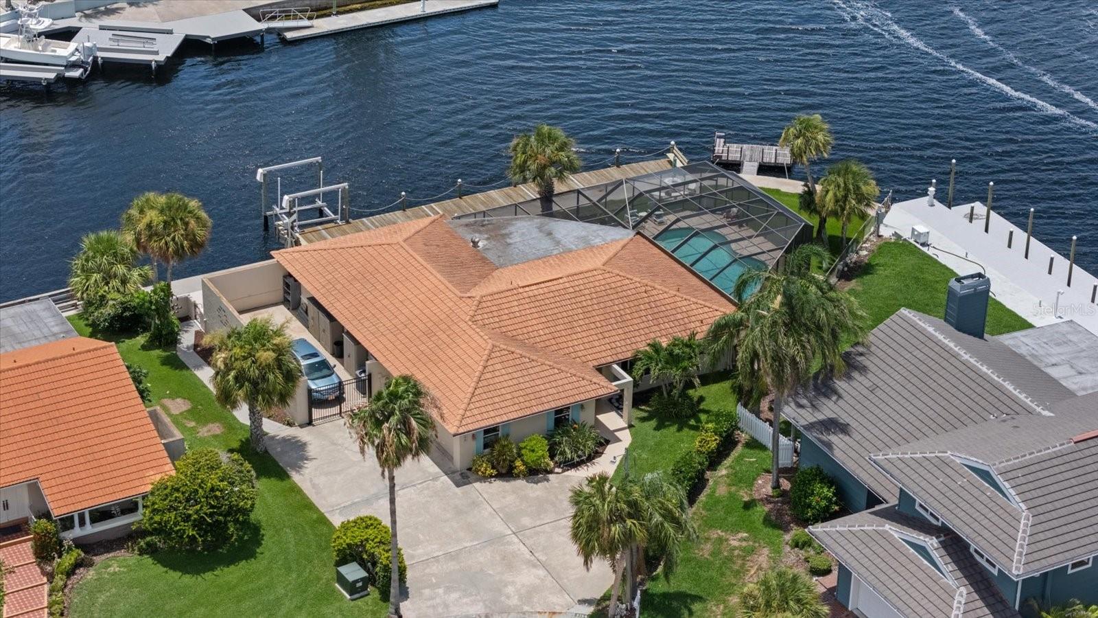 Aerial property view (153 ft of waterfrontage)