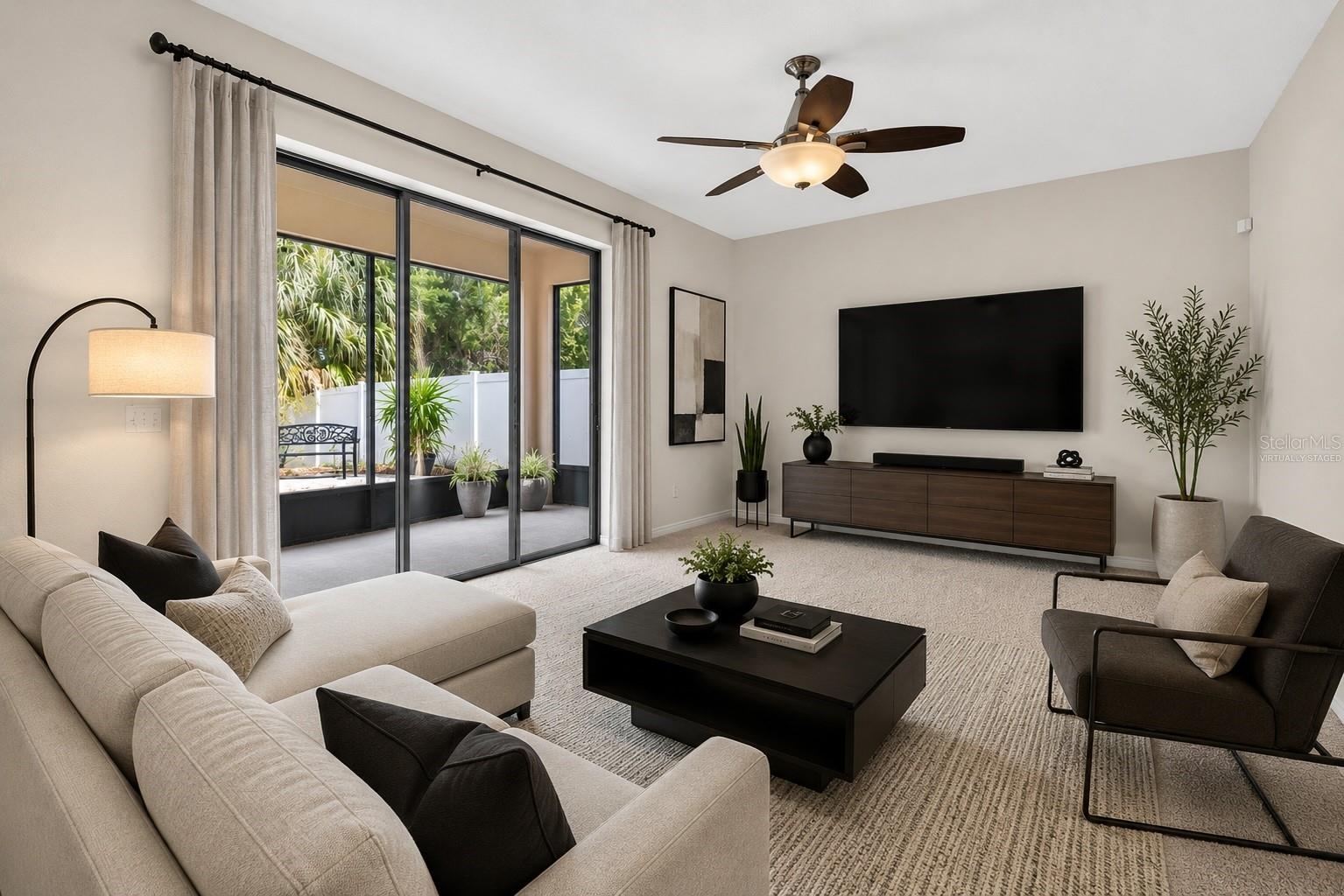 Family room virtually staged