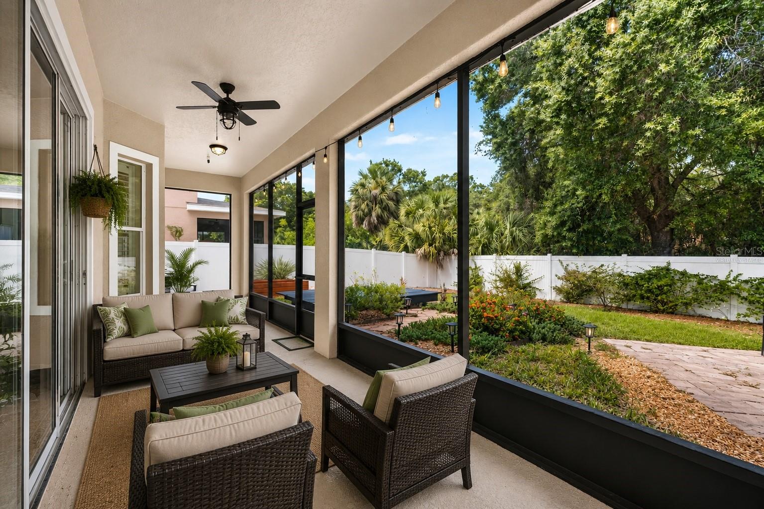 Screened/covered lanai. Virtually staged