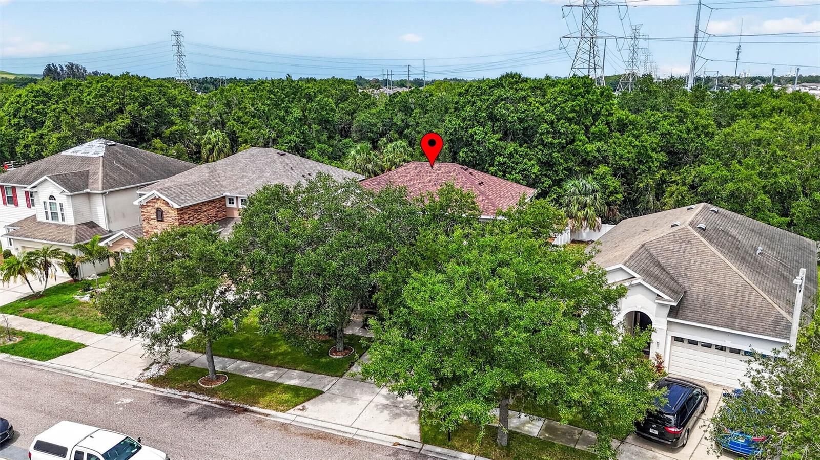 Aerial shot designating house