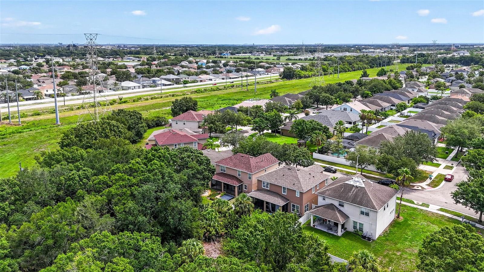 Aerial shot of streetscape