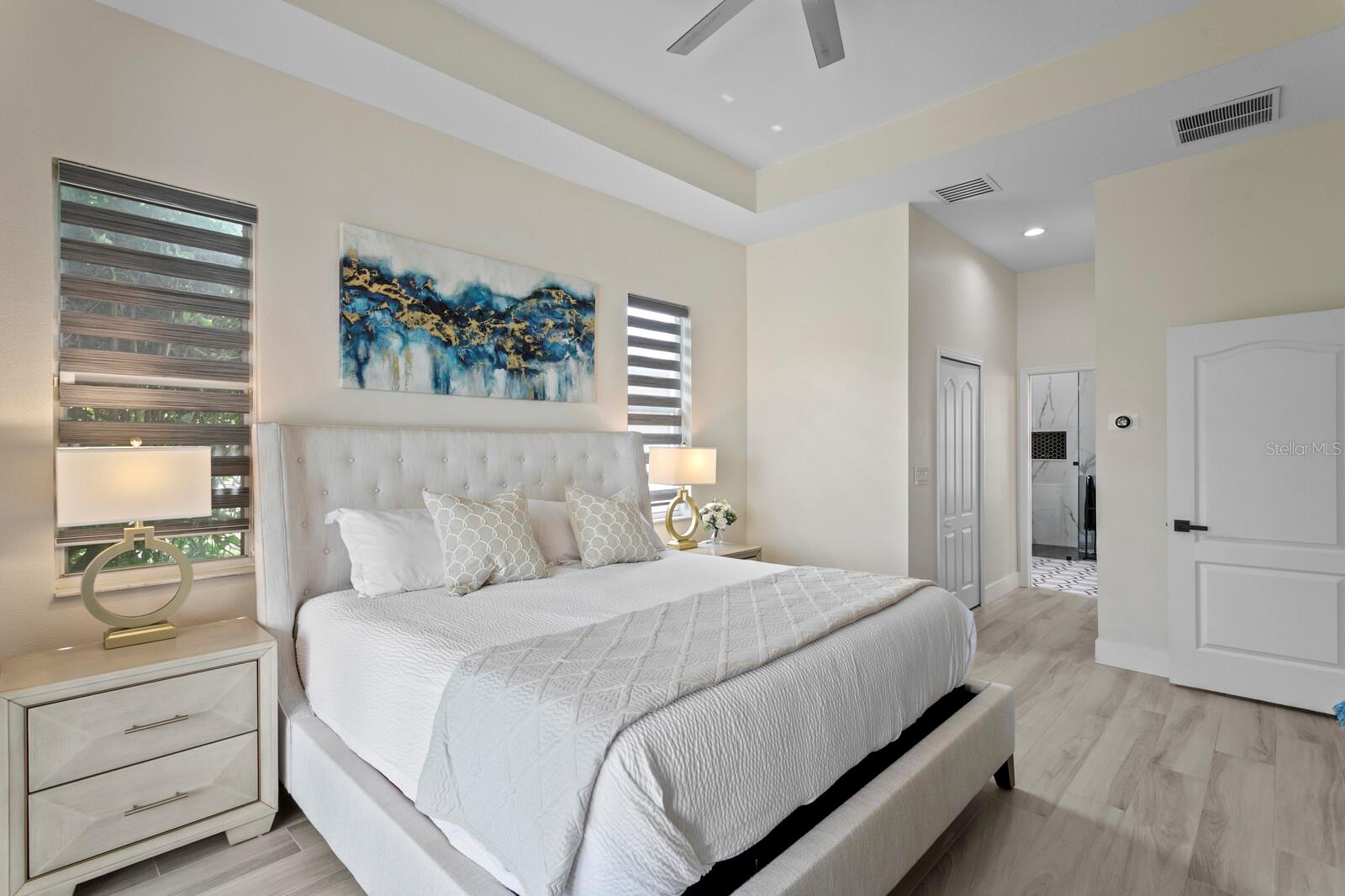 Dual walk-in closets in primary suite