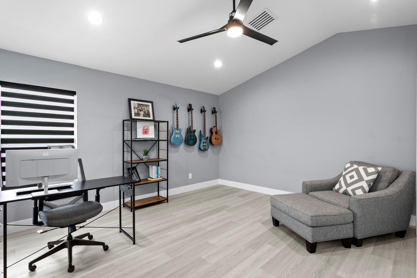 Vaulted ceilings in the bonus room