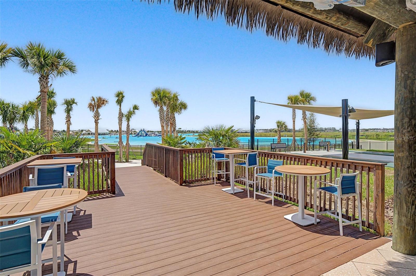 Tiki hut dining and walkway