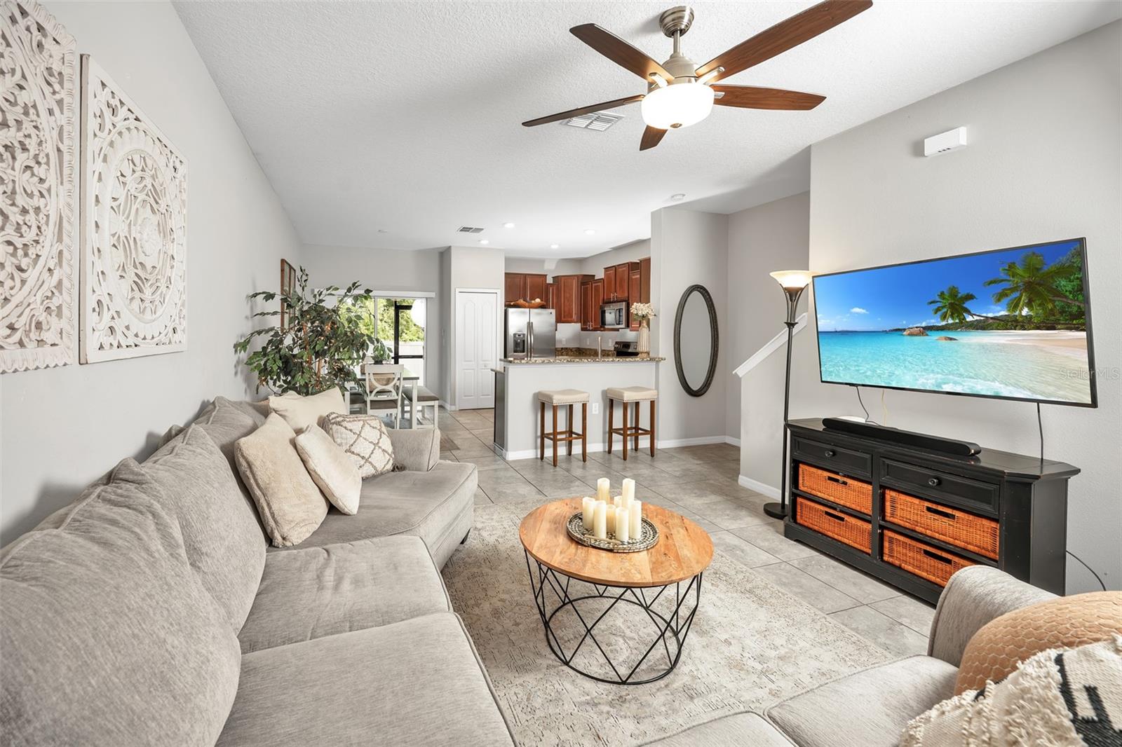 Family room and kitchen