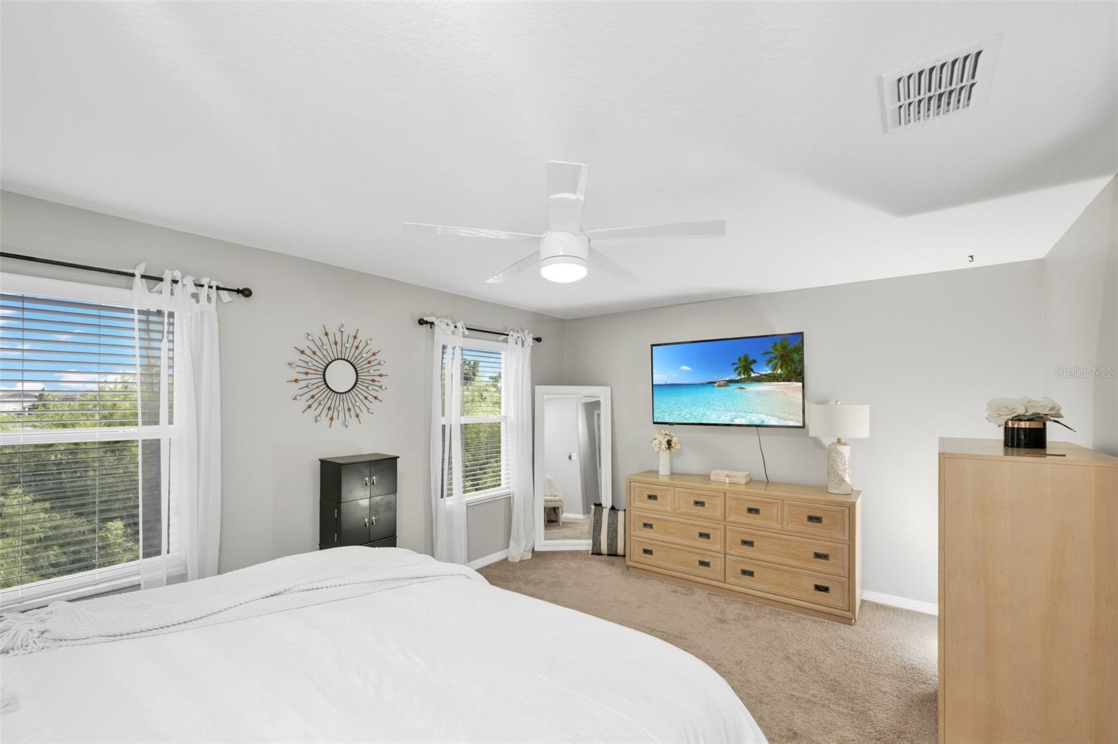Primary bedroom with water views
