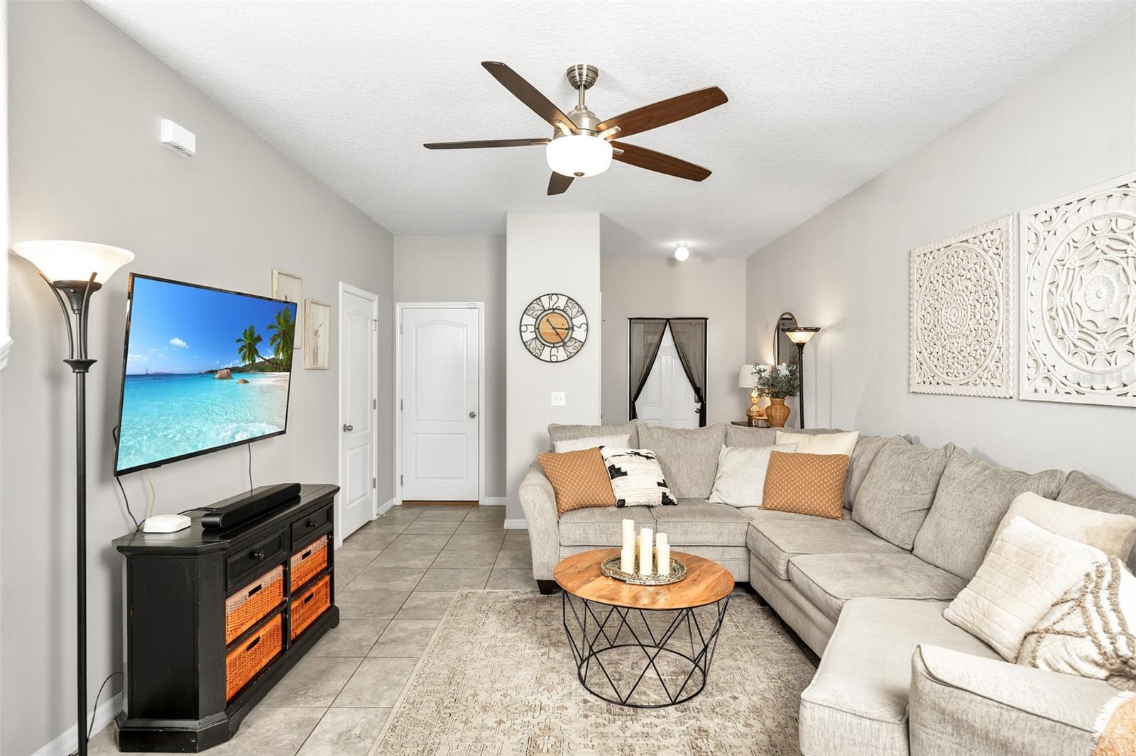 Family room with half bathroom downstairs