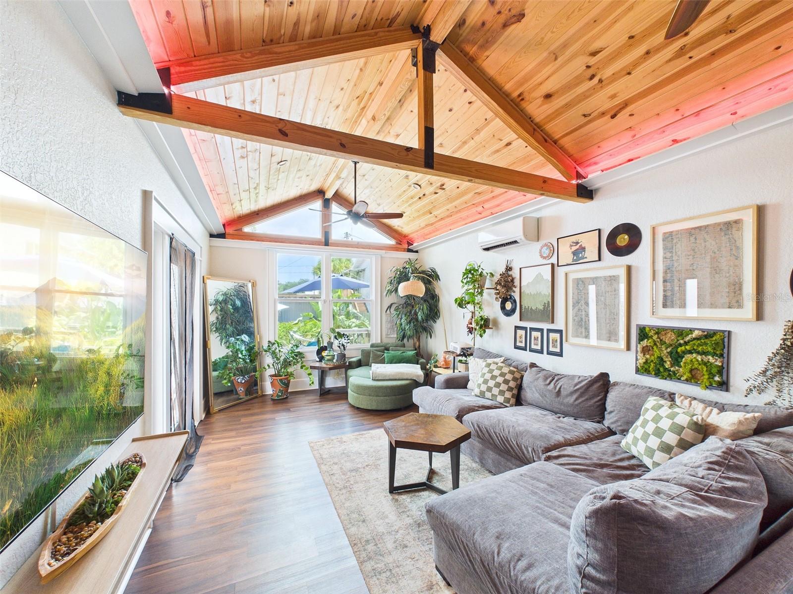 Gorgeous, west-facing living room captures evening sunsets