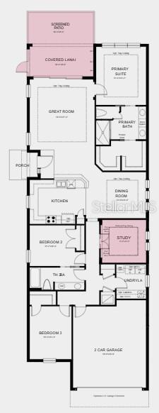 Floor Plan - Additional Highlights Include: tray ceiling package, 4' garage extension, outdoor kitchen rough-in, 8' interior door package, and a dual sink vanity in bathroom 2