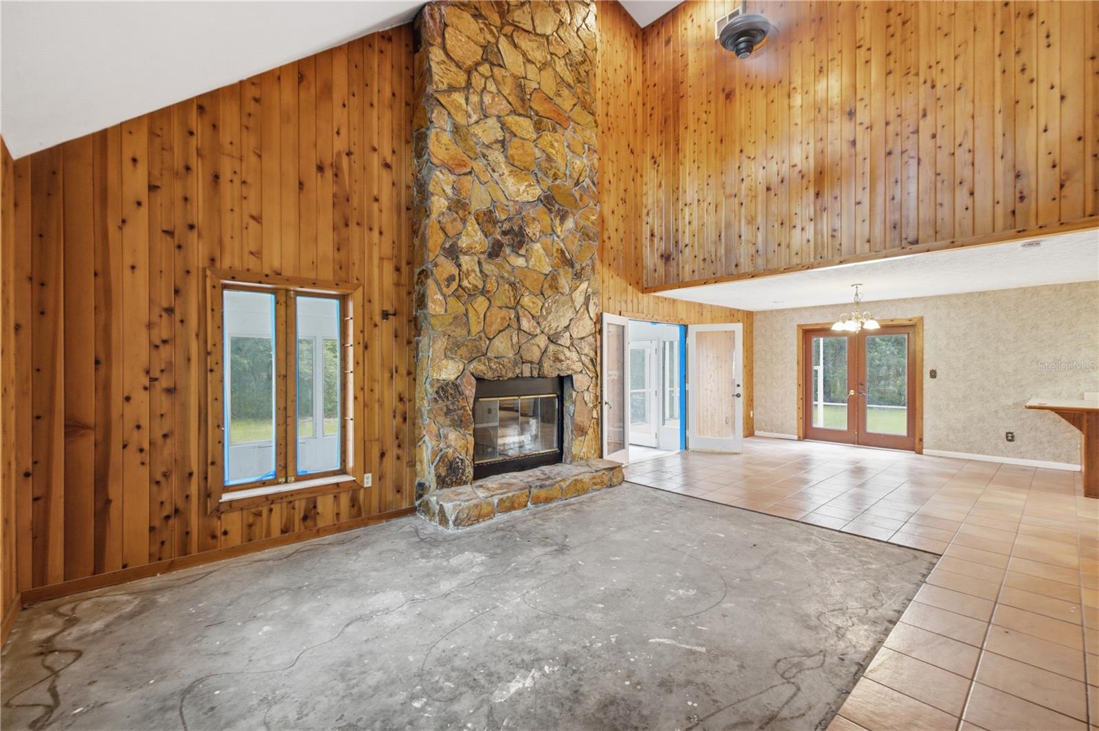 Partial tile removed in family room