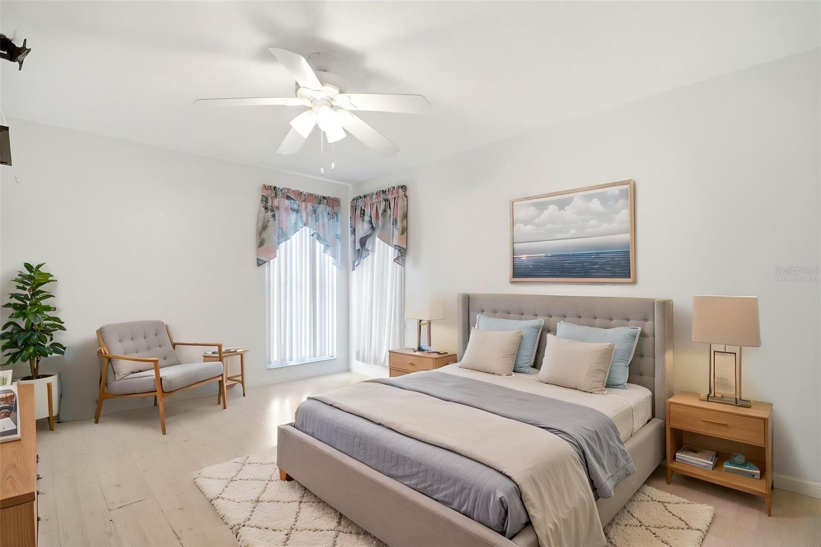 Virtually staged primary suite~
