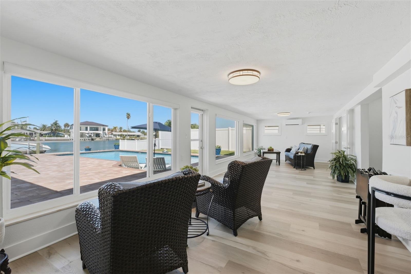 Spacious Florida Room with beautiful water views