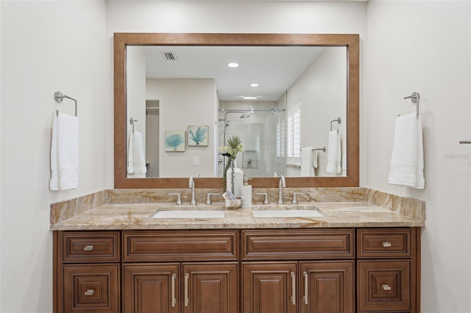 Primary Bathroom with Quartz countertops