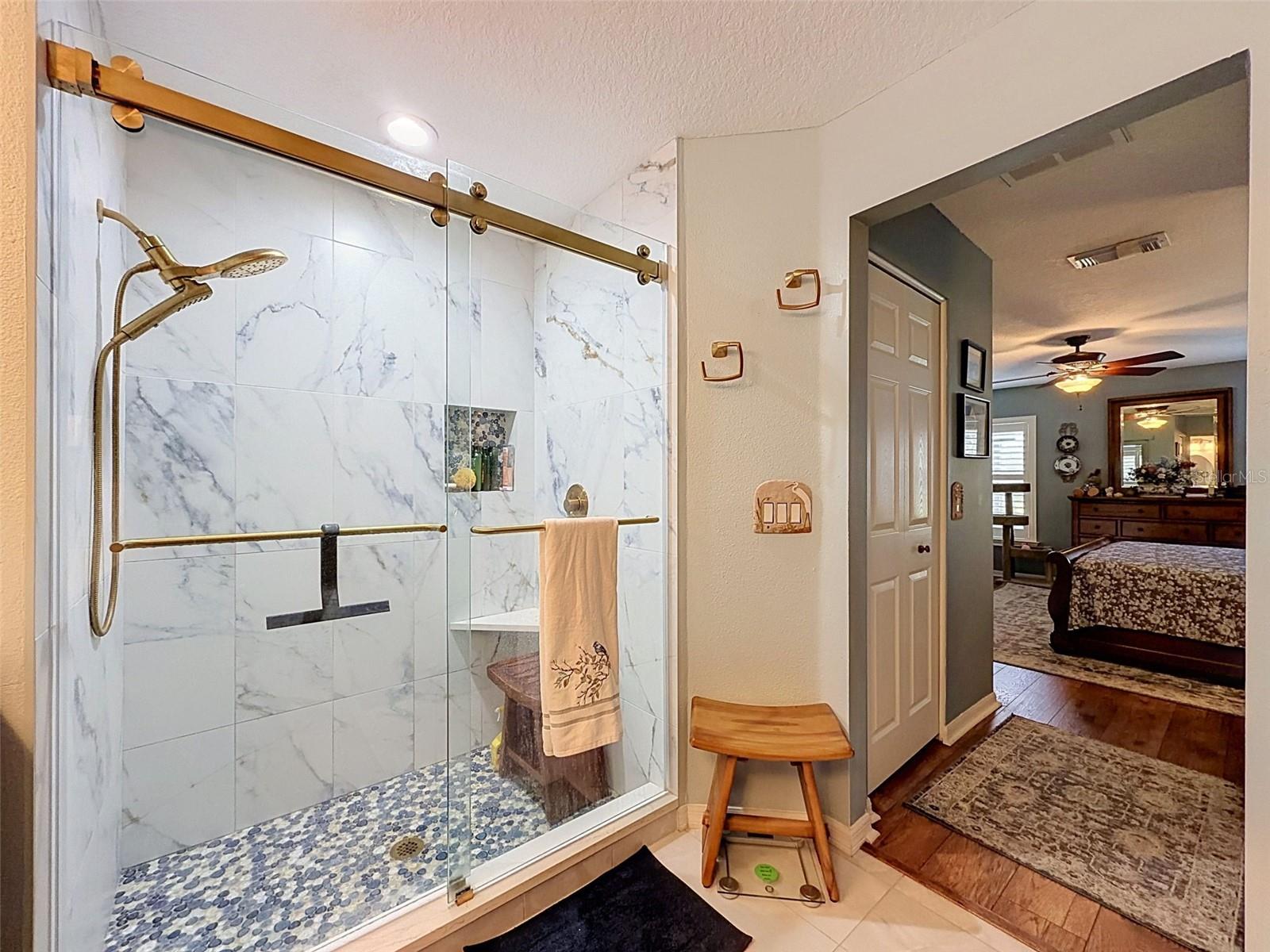 Newly remodeled shower in Primary bath