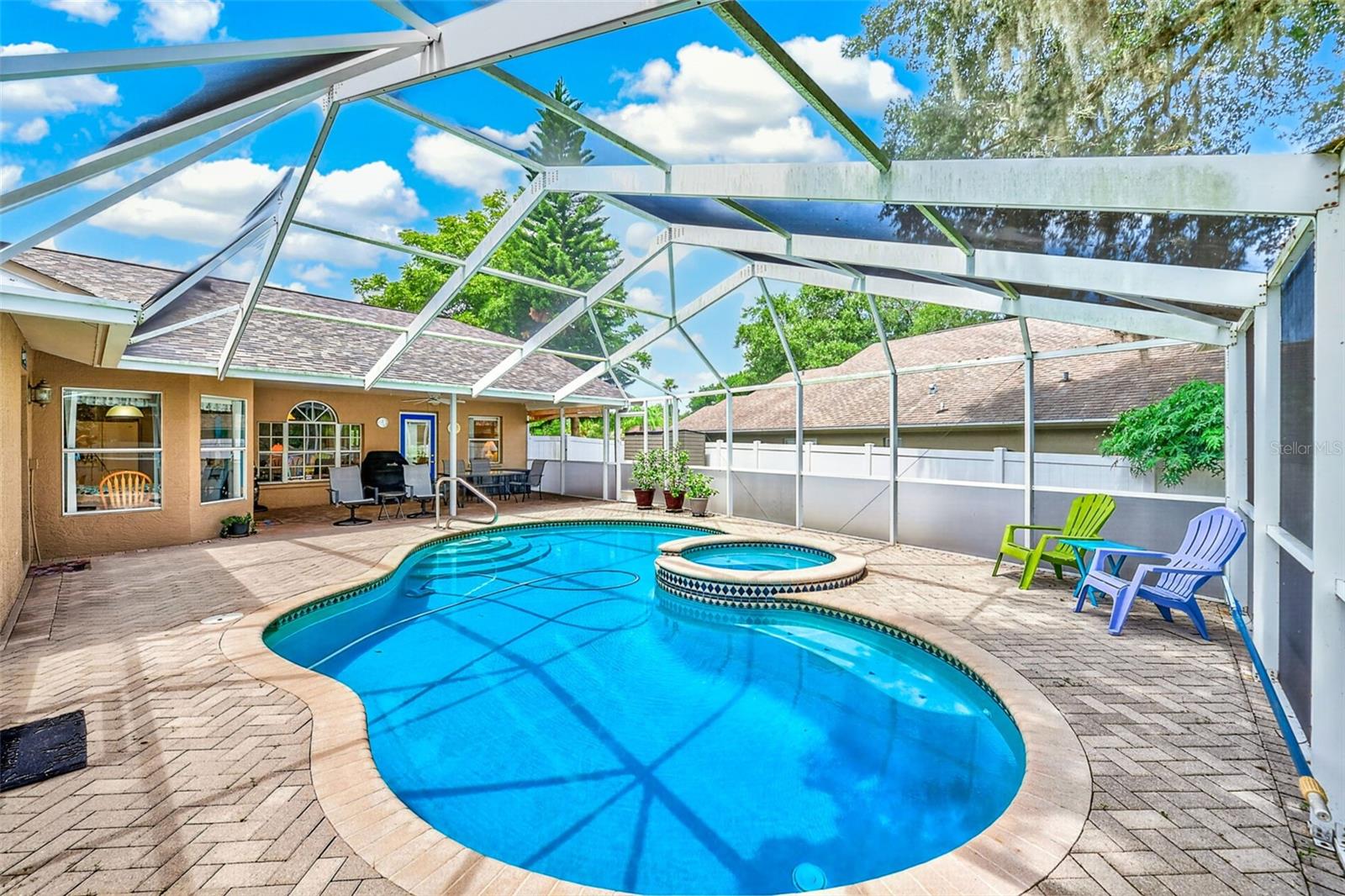 2nd view of inground pool, spa, and patio