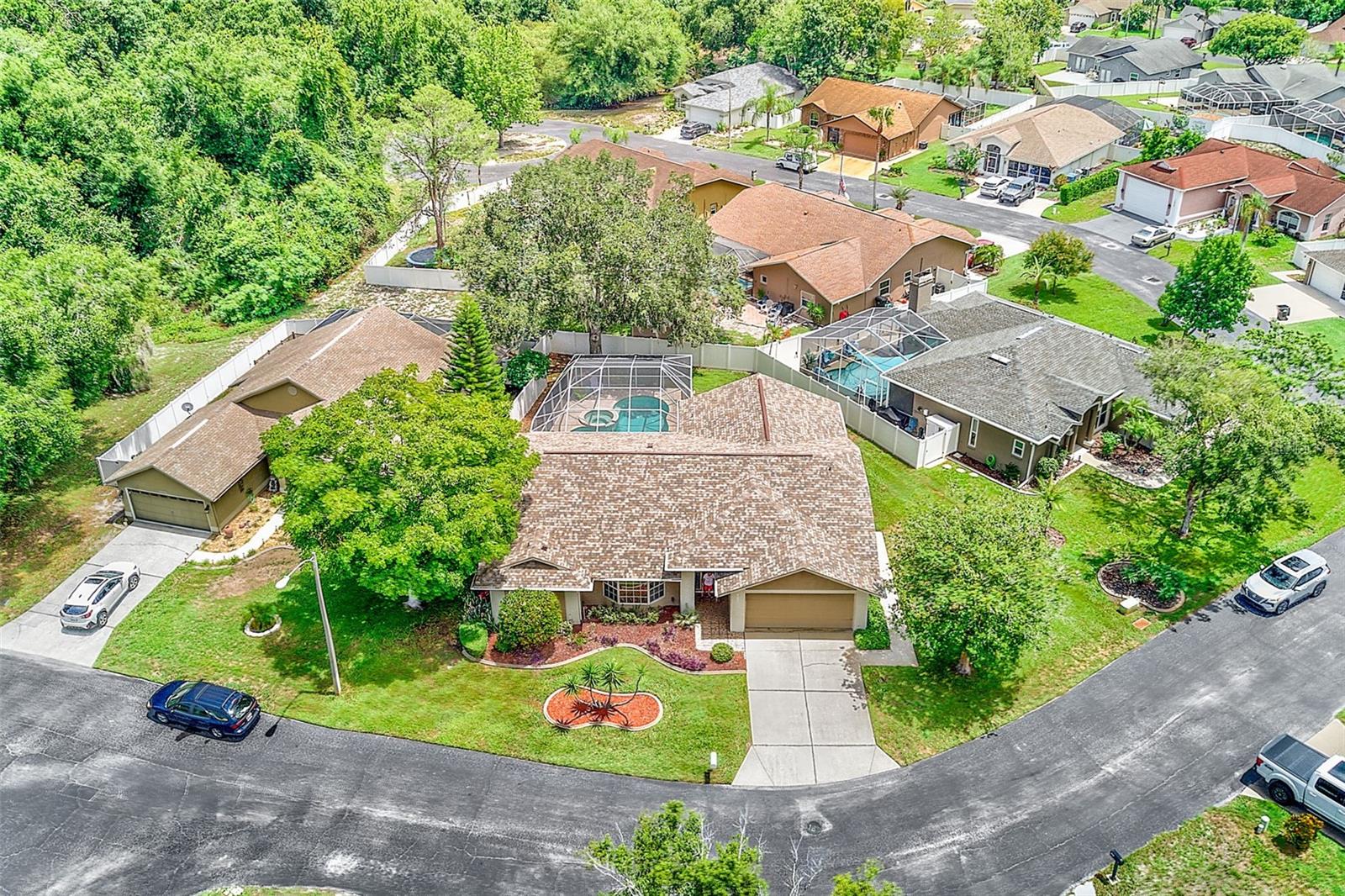 Aerial view of house and neighrborhood