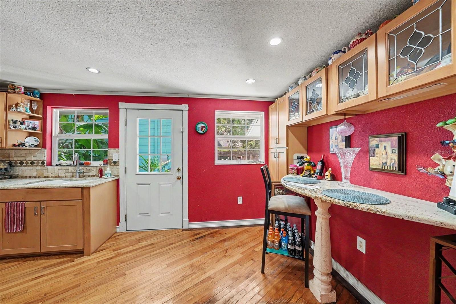 Kitchen Side Door, Custom Built In Cabinetry