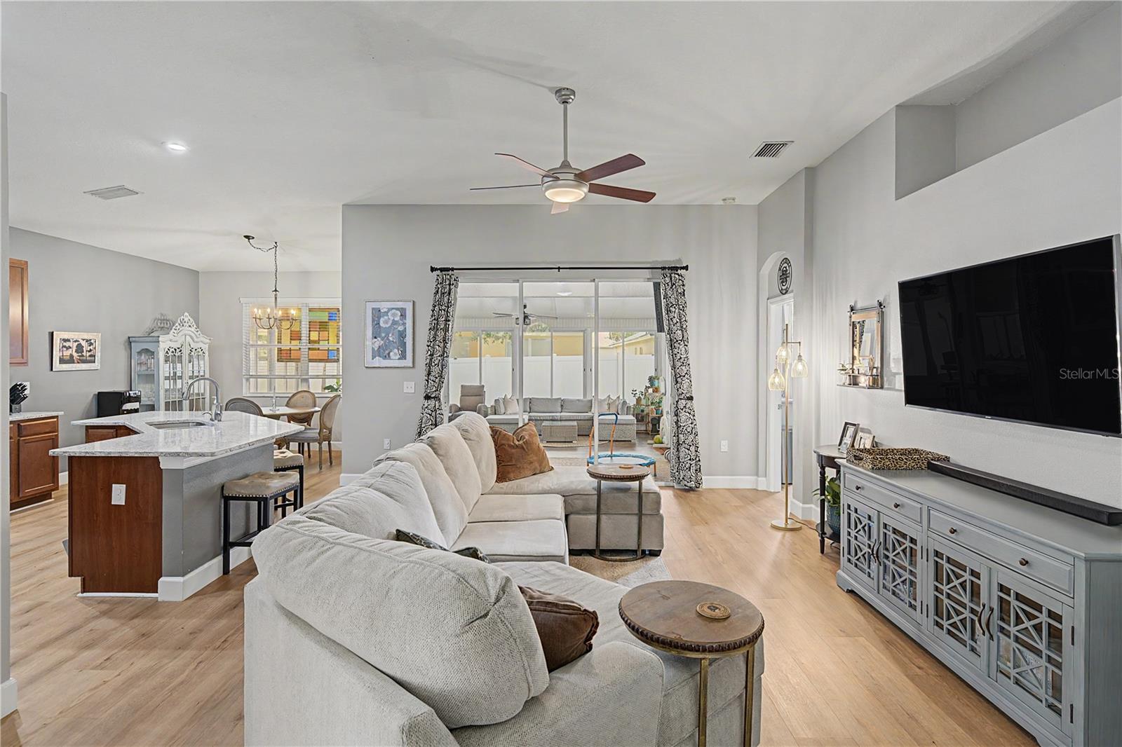 OPEN floorplan with light, bright kitchen and great room