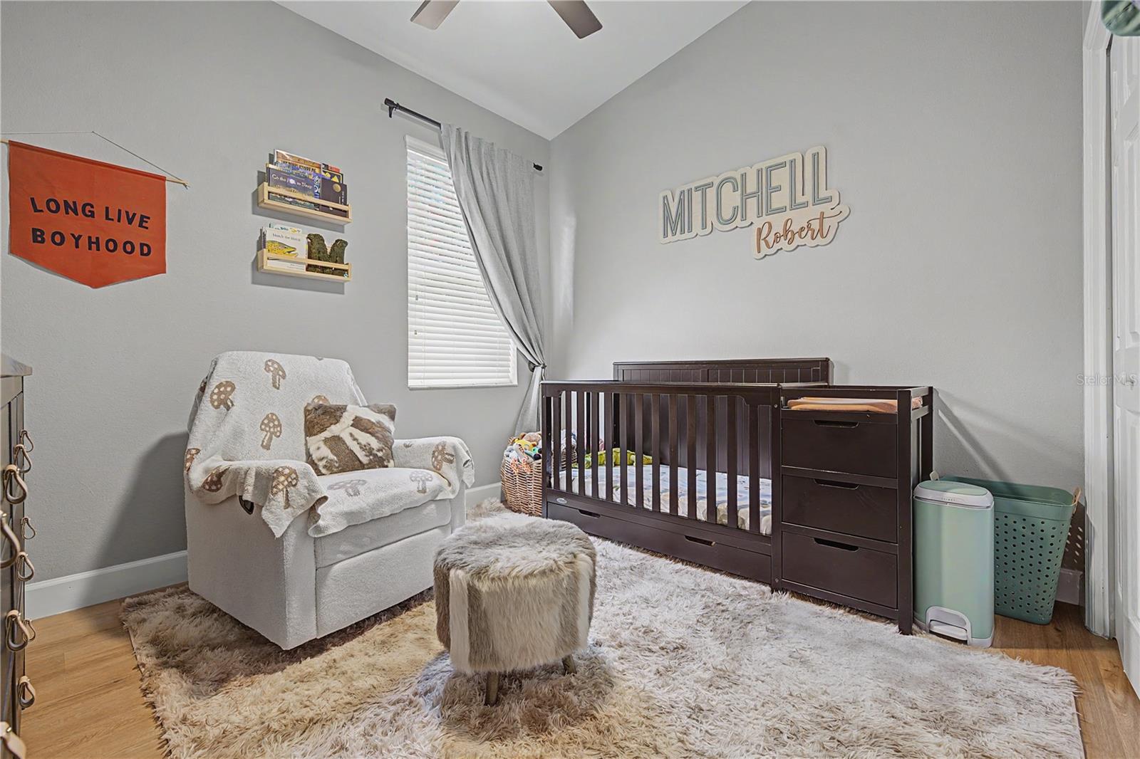 Secondary bedroom set up as a nursery