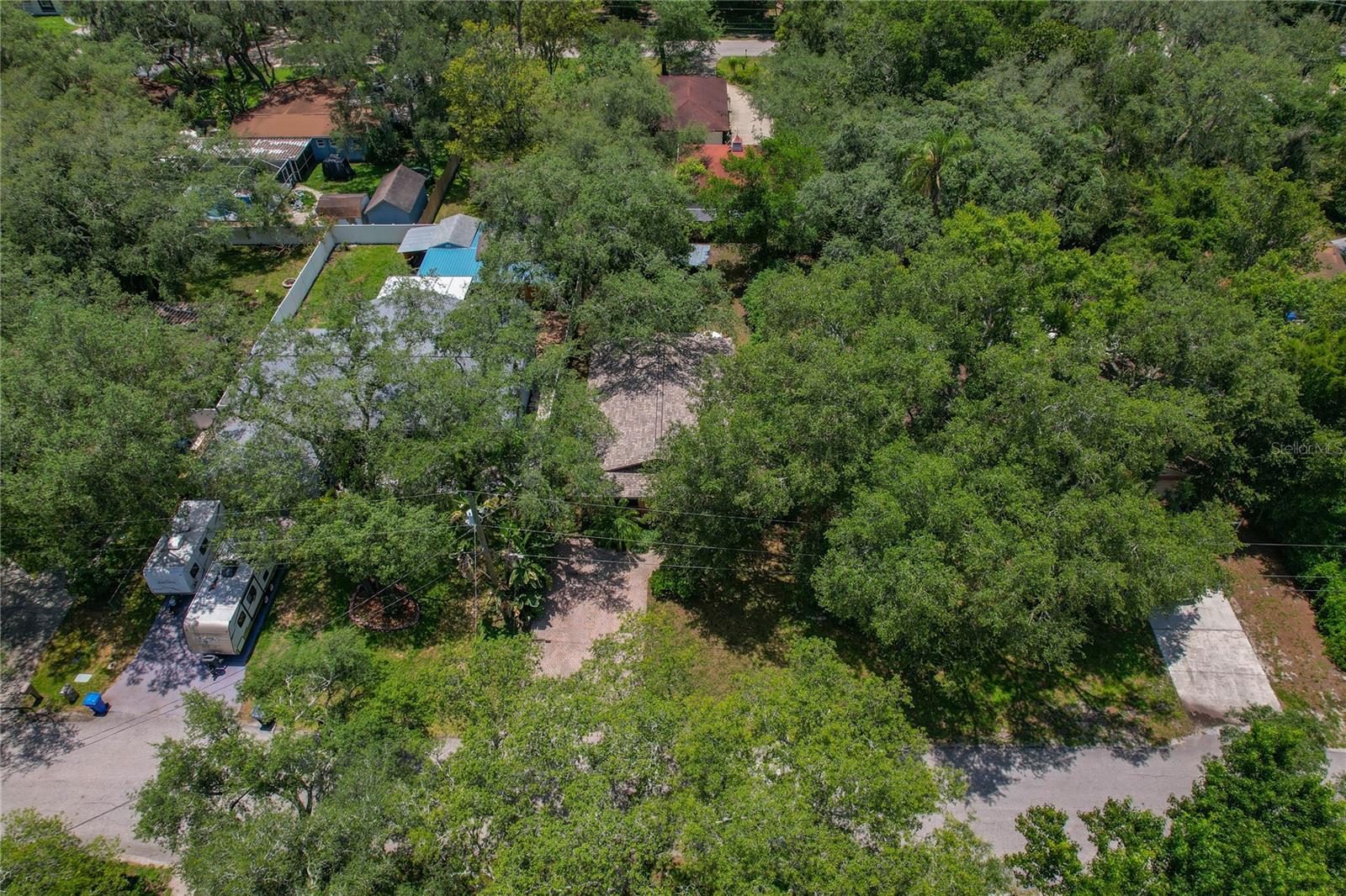 Overhead view of Pavered Driveway and 3 year young Roof