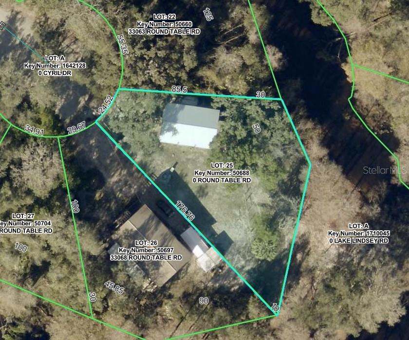 View of Second Parcel with Pole Barn and Property lines