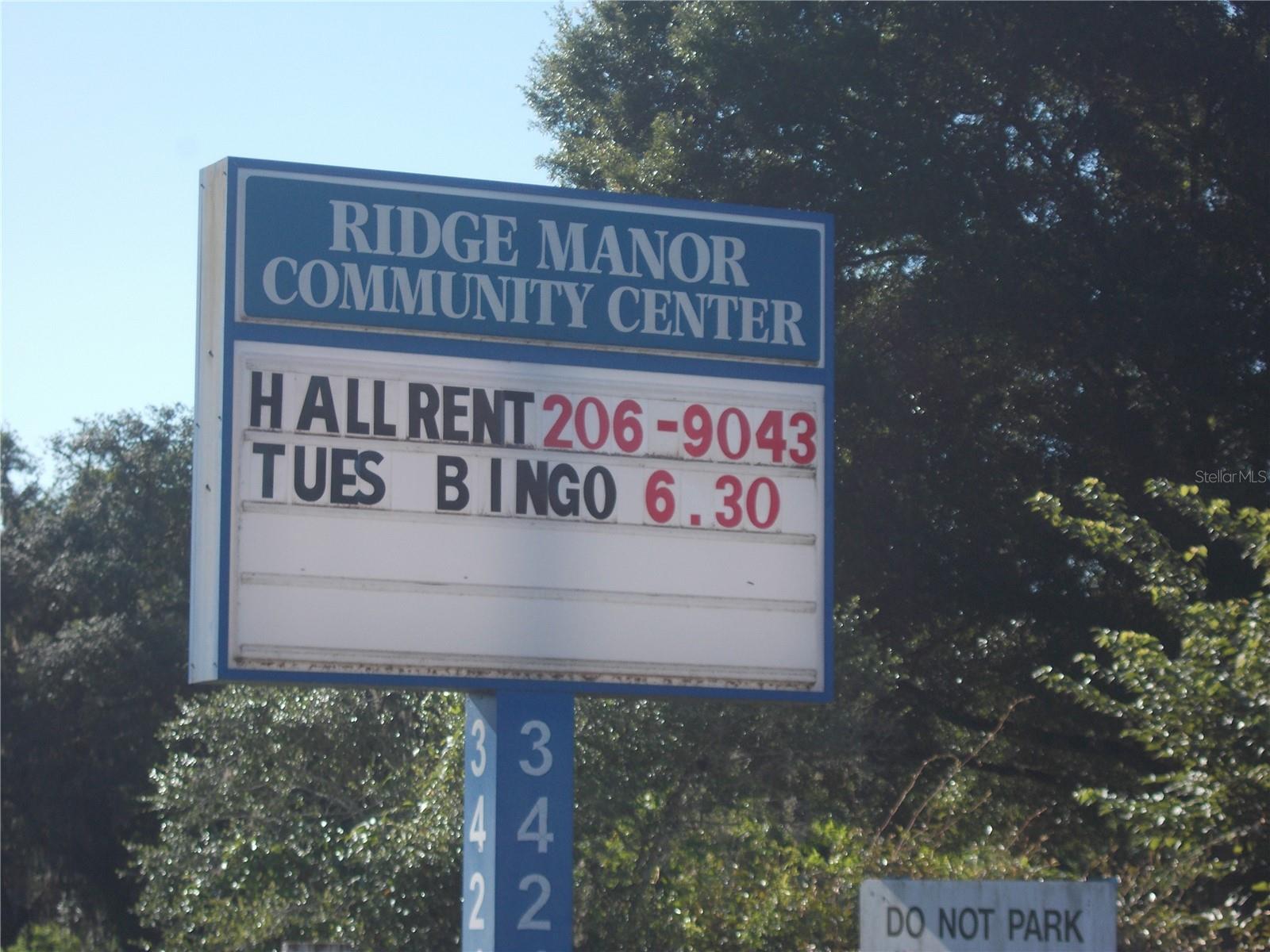 About 3 Miles to Ridge Manor Community Center with Monthy Events.
