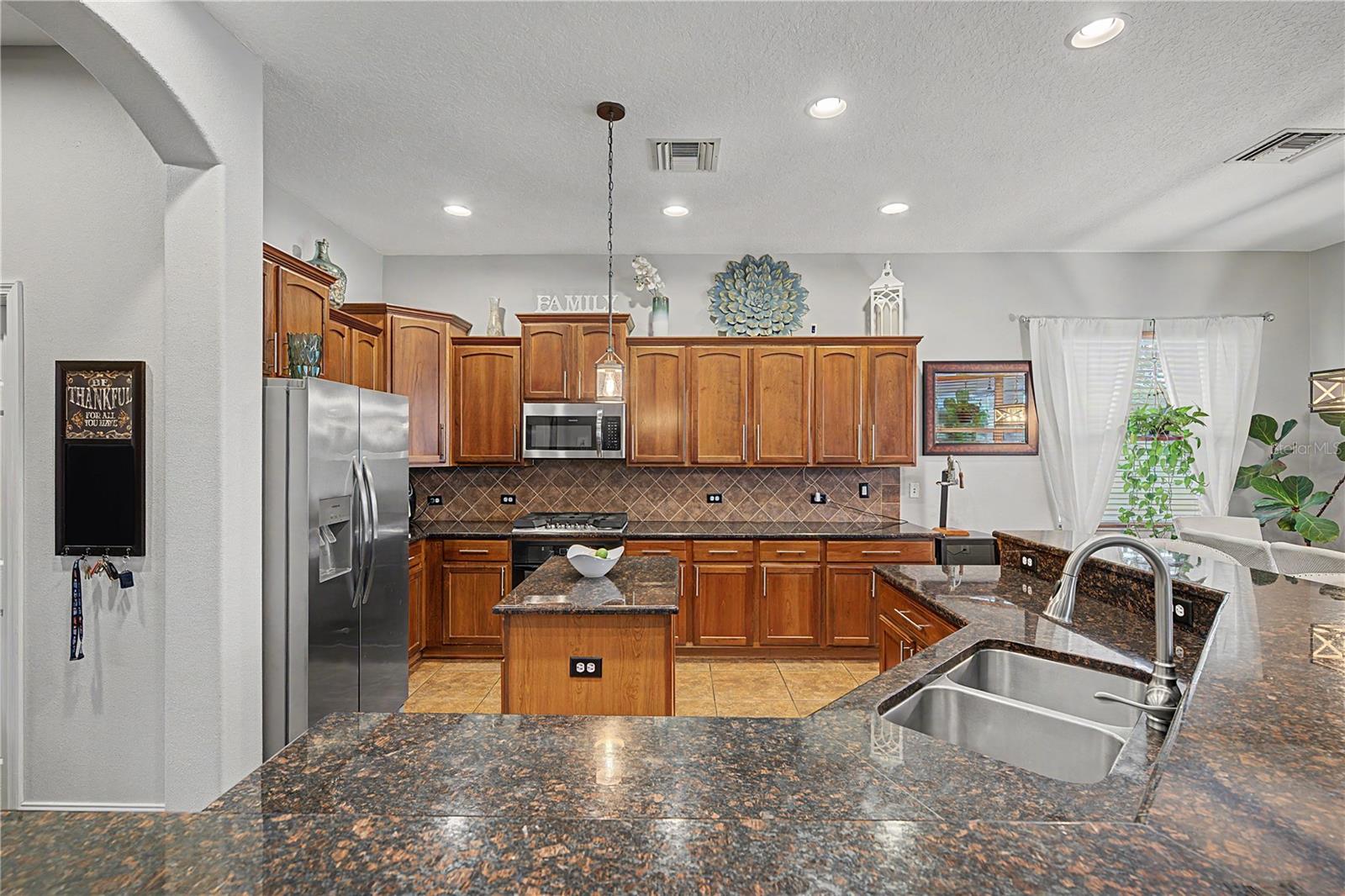 Gleaming granite counters