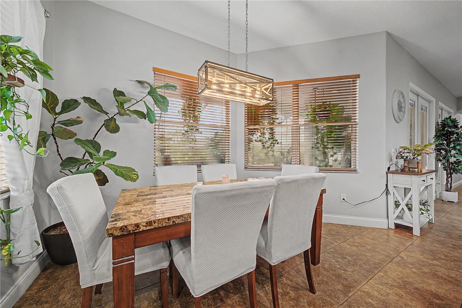 Eat in dinette overlooking pool and pond