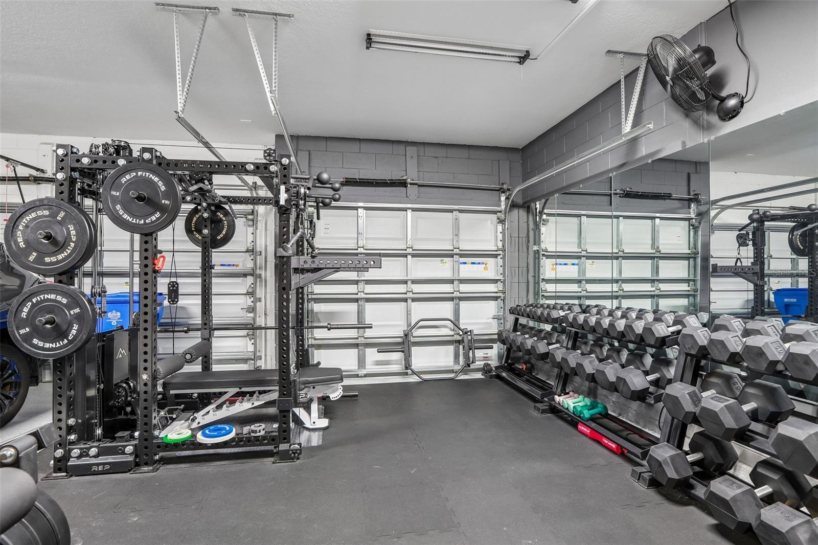Garage with epoxy floor