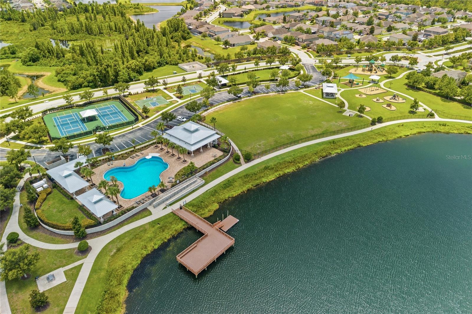Long Lake aerial view of community amenities