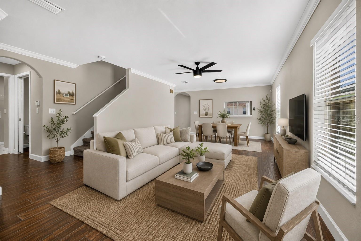 Virtually Staged Living Room/Dining Room