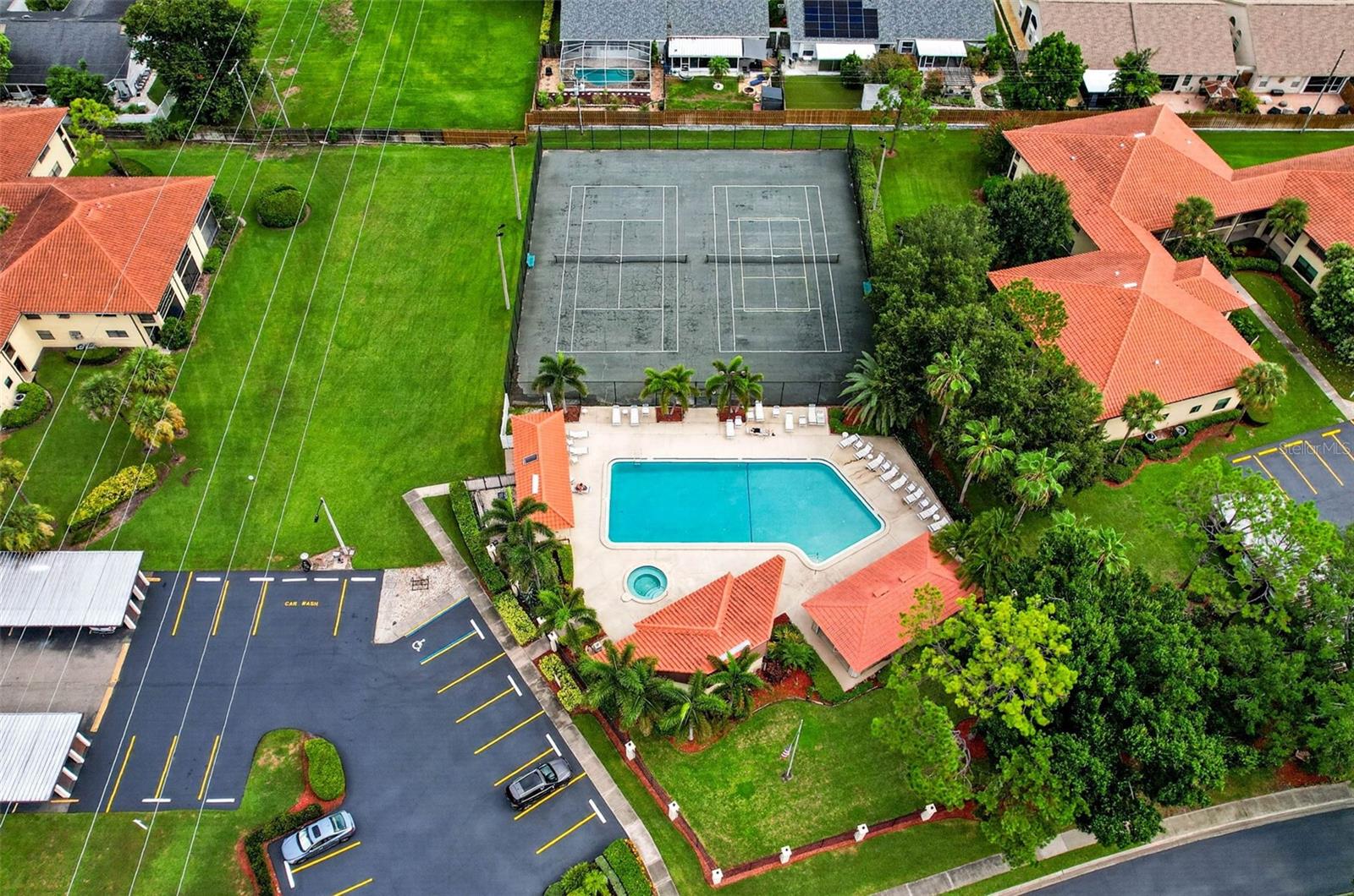 Community pool, tennis courts and pickleball courts.